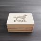 Preview: Dackel - Holzbox / Holzkiste - ORNAMENTED NAME