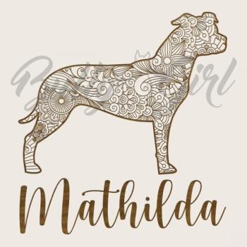 Preview: American Staffordshire Terrier - Holzbox / Holzkiste - ORNAMENTED NAME