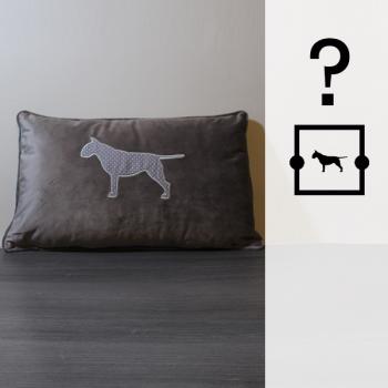 EMBROIDERED PILLOW / v1 APP only - ALL DOG BREEDS possible - approx. 50 x 30 cm - drift wood - Model: SWDOG