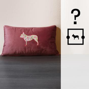 EMBROIDERED PILLOW / v1 APP only - ALL DOG BREEDS possible - approx. 50 x 30 cm - heather rose - Model: SL