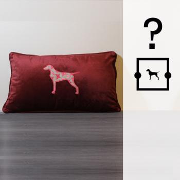 EMBROIDERED PILLOW / v1 APP only - ALL DOG BREEDS possible - approx. 50 x 30 cm - merlot - Model: VB