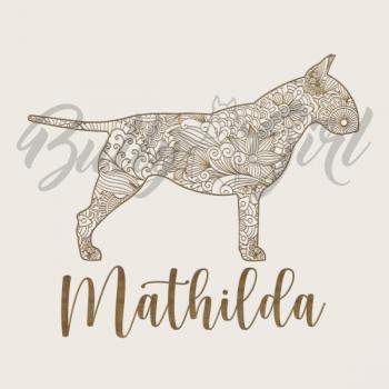 Preview: Bullterrier - Holzbox / Holzkiste - ORNAMENTED + NAME