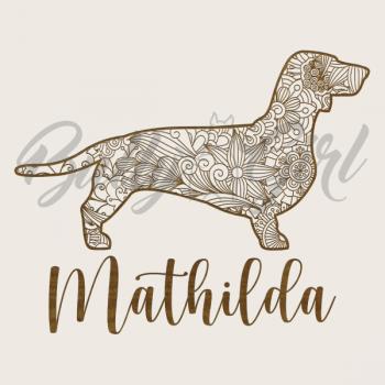 Preview: Dackel - Holzbox / Holzkiste - ORNAMENTED NAME