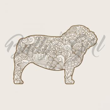 Preview: Englsiche Bulldoggen - Holzbox / Holzkiste - ORNAMENTED ONLY