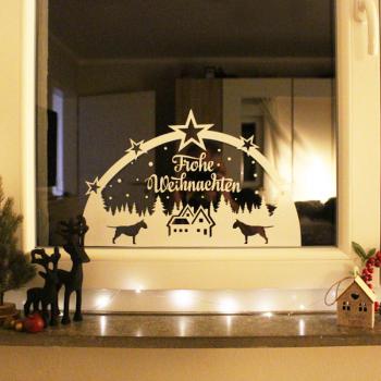 Fensterfolie - Fenstertattoo - Fensteraufkleber - Weihnachten - mit Hundemotiv - SchwibbogenStyle - Bullterrier