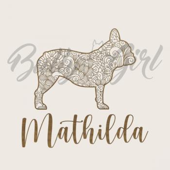 Preview: Französische Bulldogge  - Holzbox / Holzkiste - ORNAMENTED NAME