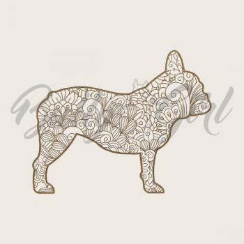 Preview: Französische Bulldogge - Holzbox / Holzkiste - ORNAMENTED ONLY