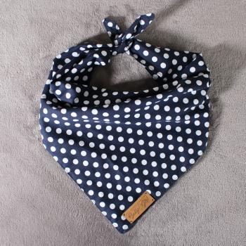 Preview: Hund Halstuch / Bandana - BIG WHITE DOTS ON BLUE