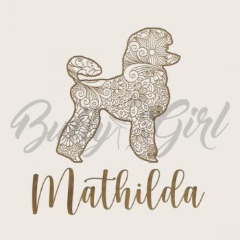 Preview: Pudel / Königspudel - Holzbox / Holzkiste - ORNAMENTED + NAME