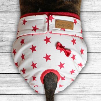 Dog Season Pants - RED STARS ON WHITE