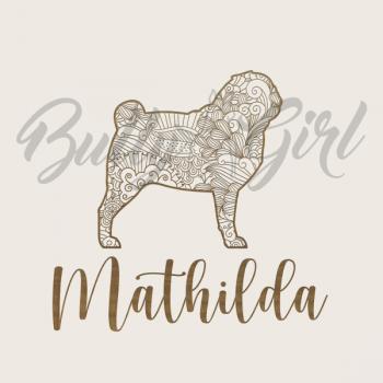 Preview: Mops - Holzbox / Holzkiste - ORNAMENTED + NAME