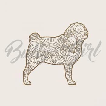 Preview: Mops - Holzbox / Holzkiste - ORNAMENTED ONLY