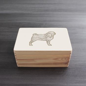 Pug - wooden box - ORNAMENTED ONLY