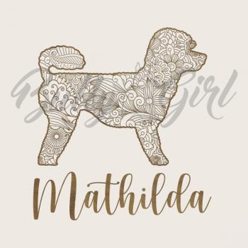 Preview: Pudel / Kleinpudel - Holzbox / Holzkiste - ORNAMENTED + NAME