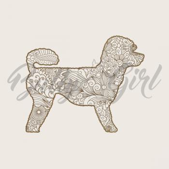 Preview: Pudel /  Kleinpudel - Holzbox / Holzkiste - ORNAMENTED ONLY