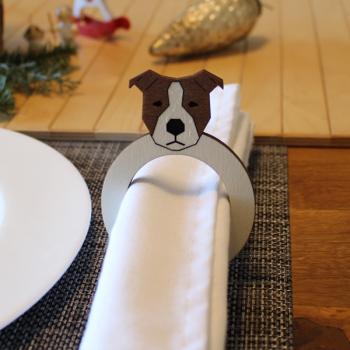 Napkin Rings - wooden - DOG - v1- AmStaff