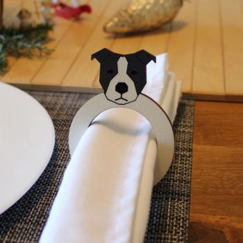 Napkin Rings - wooden - DOG - v1- AmStaff