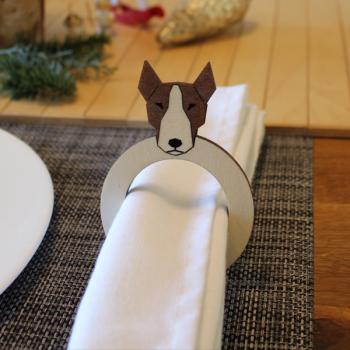 Preview: Serviettenring - Holz - HUND - v1 - Bullterrier