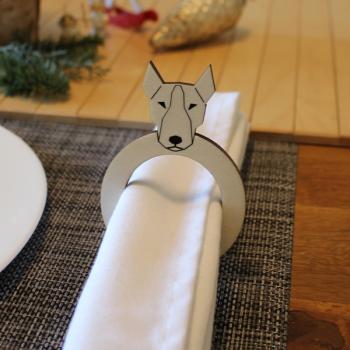 Preview: Serviettenring - Holz - HUND - v1 - Bullterrier
