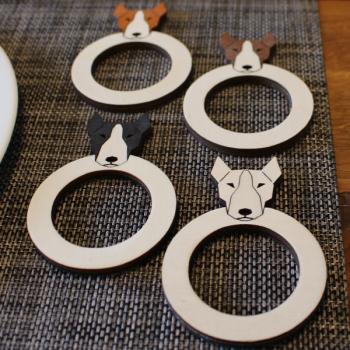 Napkin Rings - wooden - DOG - v1- Bull Terrier