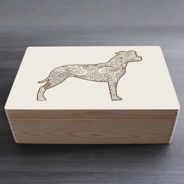 American Staffordshire Terrier - wooden box - ORNAMENTED ONLY