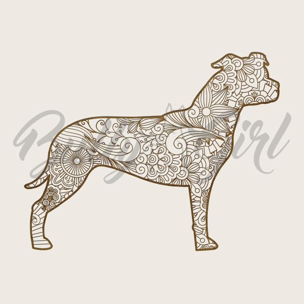 American Staffordshire Terrier - Holzbox / Holzkiste - ORNAMENTED ONLY
