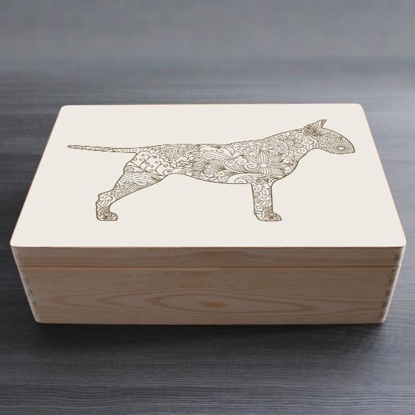 Bullterrier - Holzbox / Holzkiste - ORNAMENTED ONLY