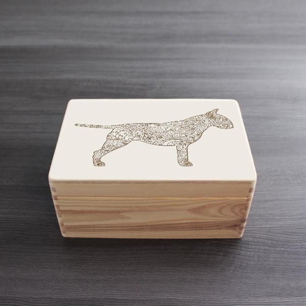 Bullterrier - Holzbox / Holzkiste - ORNAMENTED ONLY