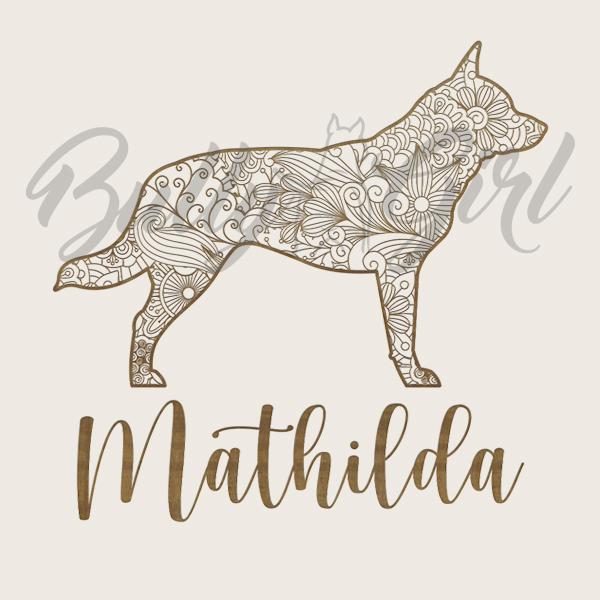 Cattle Dog - wooden box - ORNAMENTED + NAME