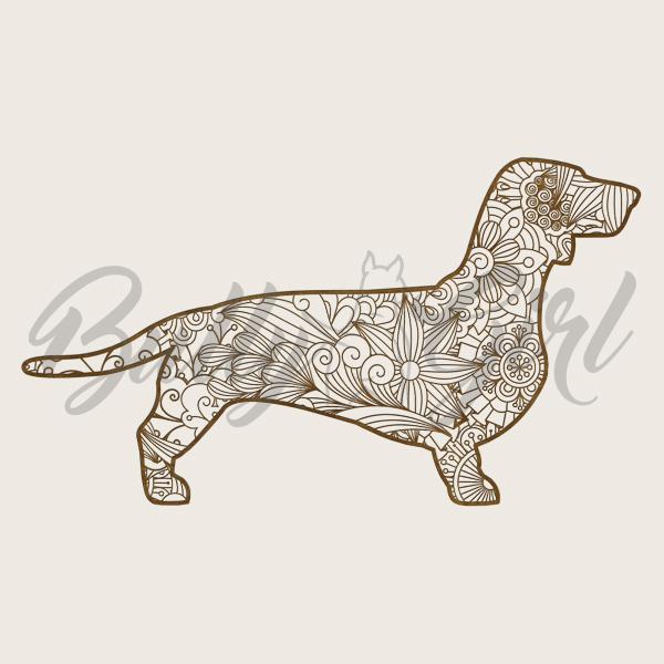 Dackel - Holzbox / Holzkiste - ORNAMENTED ONLY