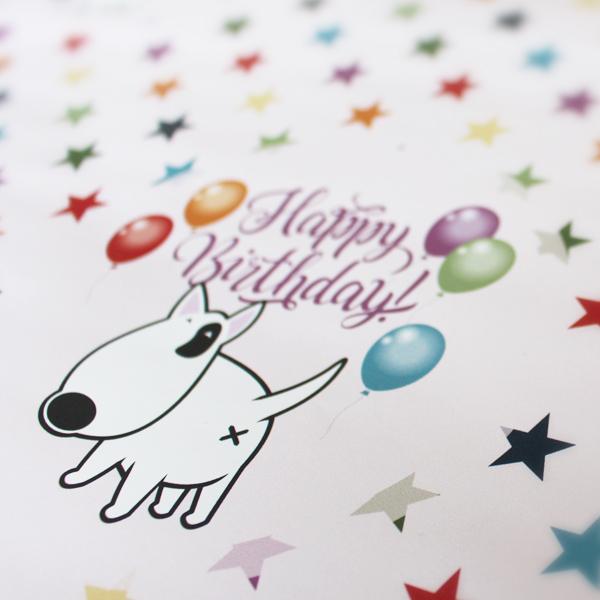 Geschenkpapier - Bullterrier - Geburtstag - Happy Birthday