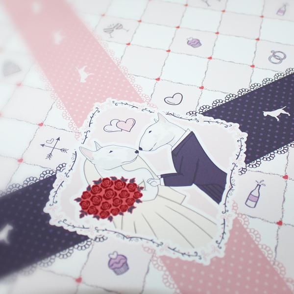 Geschenkpapier - Bullterrier - Hochzeit