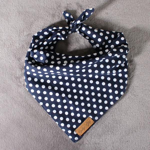 Hund Halstuch / Bandana - BIG WHITE DOTS ON BLUE