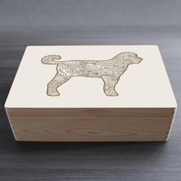 Labradoodle  - Holzbox / Holzkiste - ORNAMENTED ONLY