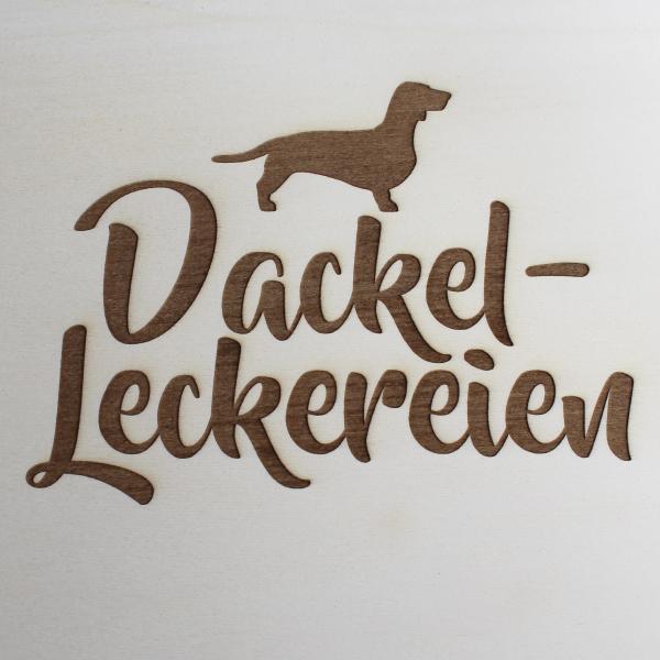 Teckel / Dachshund - wooden box - DACKEL-LECKEREIEN