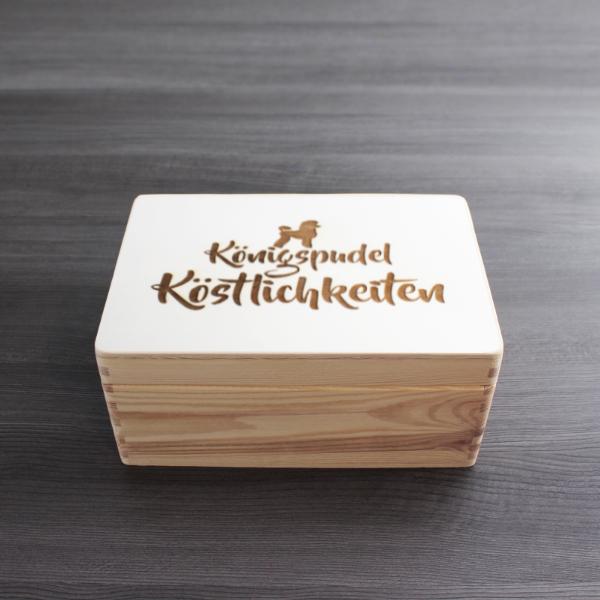 Pudel / Königspudel - Holzbox / Holzkiste - KÖNIGSPUDEL KÖSTLICHKIETEN