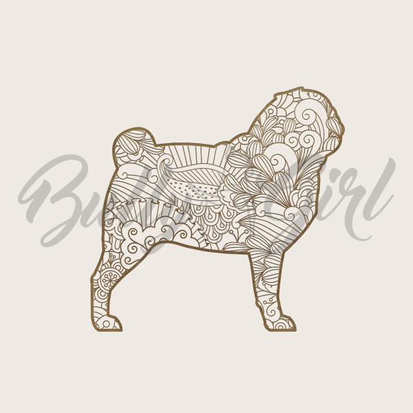 Mops - Holzbox / Holzkiste - ORNAMENTED ONLY