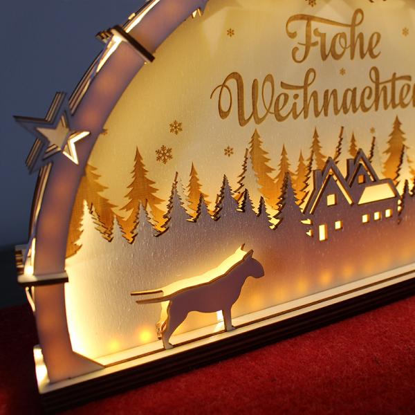 Schwibbogen Hund - "Frohe Weihnachten" - Bullterrier - ALLE HUNDERASSEN MÖGLICH