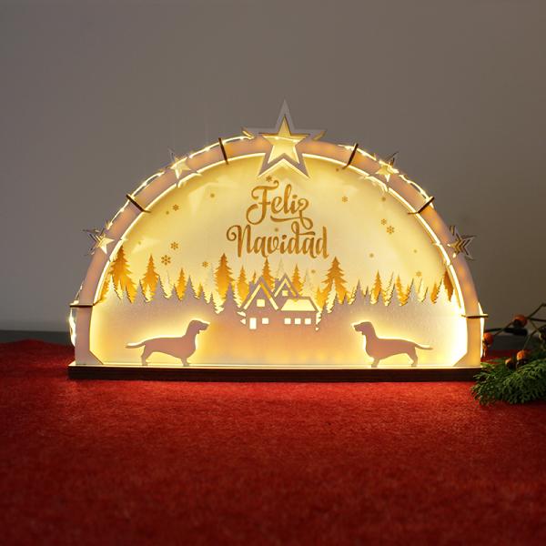 Lighted Arch Dog - "Feliz Navidad" - ALL BREEDS POSSIBLE