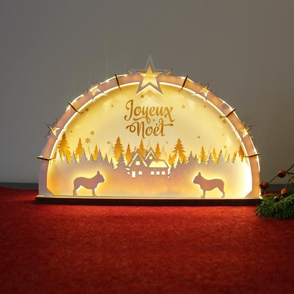 Lighted Arch Dog - "Joyeux Noël"  - ALL BREEDS POSSIBLE