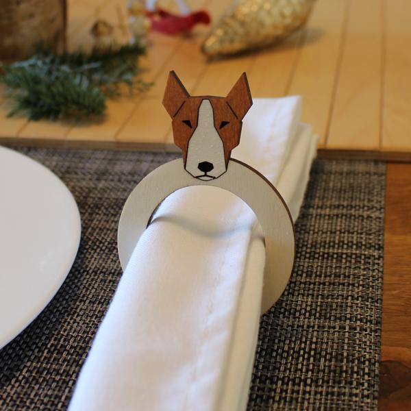Serviettenring - Holz - HUND - v1 - Bullterrier