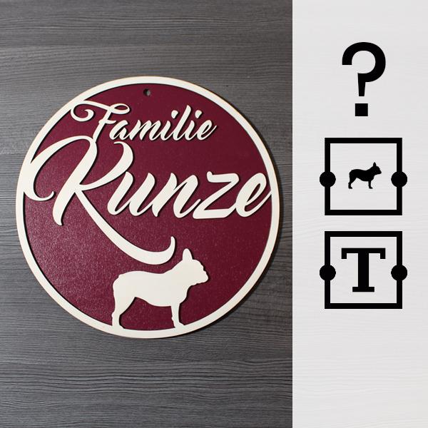 Familienschild - Namensschild - Türschild - NAME - HUND