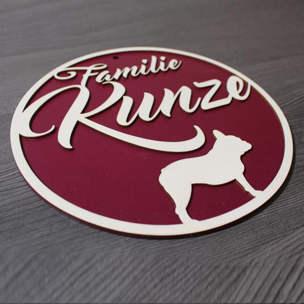 Familienschild - Namensschild - Türschild - NAME - HUND