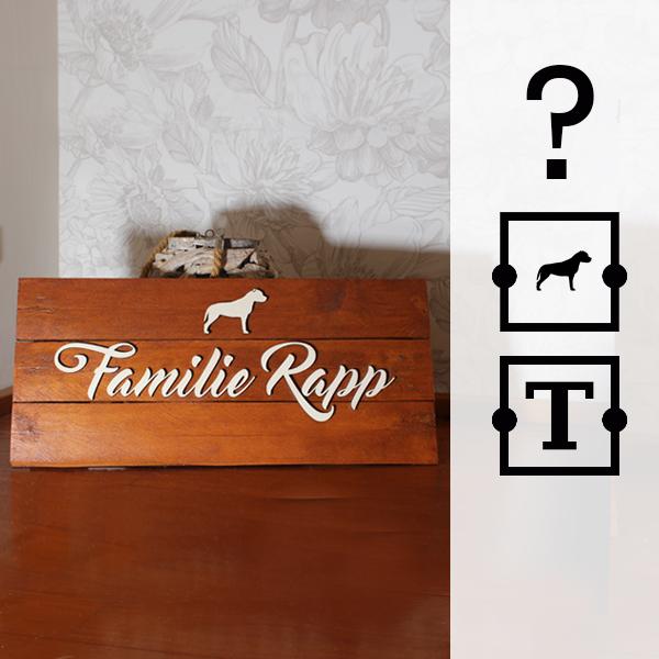 Familienschild - Namensschild - Türschild - NAME - HUND